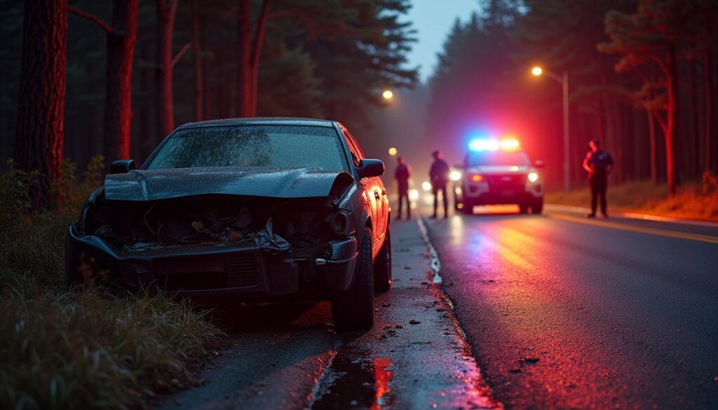 A man undergoes a field sobriety test on a street corner.