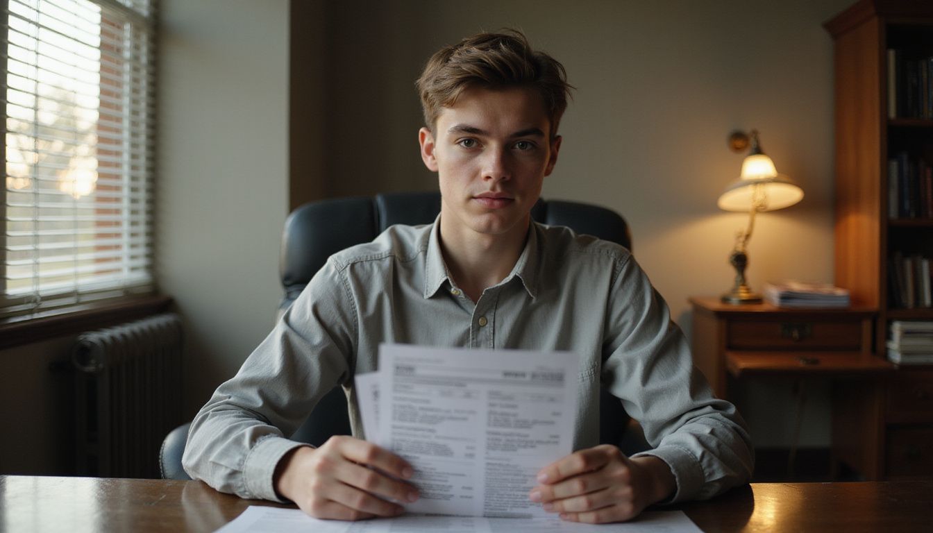 A young adult reviews financing options for a criminal defense case. A young adult reviews financing options for a criminal defense case.